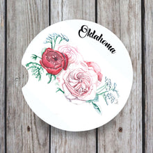 Load image into Gallery viewer, Custom rose watercolor car coaster with personalized text