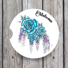 Load image into Gallery viewer, Floral car coaster gift with custom message – rose design