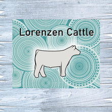 Load image into Gallery viewer, Personalize your show pen with a metal heifer or steer sign, customizable with your name, school, or animal's name. Choose from various fonts and styles to create a perfect addition to your youth show exhibit.