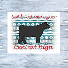 Load image into Gallery viewer, Enhance your show pen with a custom metal sign for heifers or steers. Each sign, crafted with care on Lorenzen Farm in Oklahoma, features durable metal construction and unique designs that won't fade over time.