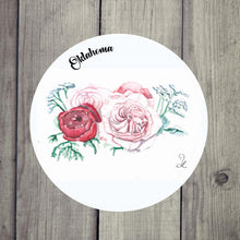 Load image into Gallery viewer, Absorbent ceramic coaster featuring a blooming rose illustration, ideal for elegant table settings.