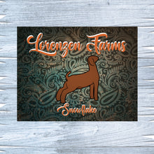 Load image into Gallery viewer, Enhance your show pen with a custom metal sign for goats. Crafted with care at Lorenzen Farm in Oklahoma, each sign features durable metal construction and enduring designs that resist fading over time.
