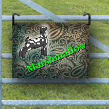 Load image into Gallery viewer, Elevate your goat's show pen with our personalized metal nameplate! Each sign can be customized with your goat's name, featuring different fonts and goat types. It's an ideal gift for young show enthusiasts. If you’re looking for a specific style and don’t find it here, contact us, and we’ll help you create the perfect addition!