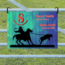Load image into Gallery viewer, Show Pen with a Personalized Metal Sign for Your Horse Blue Green