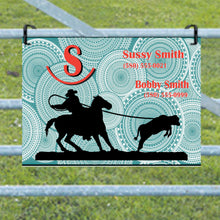 Load image into Gallery viewer, Horse Show Pen with a Personalized Metal Sign Circle Background