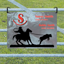 Load image into Gallery viewer, Personalized Horse Stall Metal Sign Marble Background