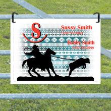 Load image into Gallery viewer, Personalized Horse Stall Metal Sign Southwestern Background