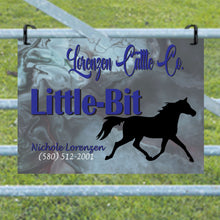 Load image into Gallery viewer, Personalized Horse Stall Metal Sign Marble Background