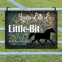 Load image into Gallery viewer, Personalized Horse Stall Metal Sign Paisley Background
