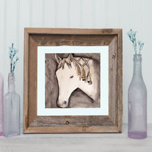 Load image into Gallery viewer, Horse with Feathers Original Watercolor Painting, Unframed 12 inch Square Watercolor on Paper