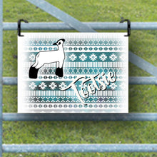 Load image into Gallery viewer, Collection of Sheep Name Signs: A variety of customized sheep name signs featuring different fonts and colors, ready for personalization.