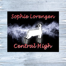 Load image into Gallery viewer, Show Lamb Metal Sign with Smoke Background, Personalized Sheep Stall Sign