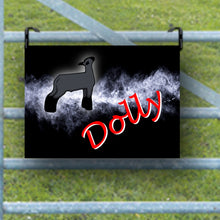 Load image into Gallery viewer, Collection of Sheep Name Signs: A variety of customized sheep name signs featuring different fonts and colors, ready for personalization.