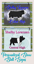 Load image into Gallery viewer, Show Pig Livestock Custom Sign with Blue Fence Background