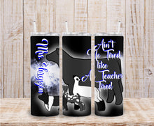 Load image into Gallery viewer, Personalized ag teacher show tumbler: insulated metal cup with lid and straw. Customize with your name or animal&#39;s name. Perfect gift for your youth show mentor. Accessorize with different fonts and animals. Message me for help finding the perfect addition!
