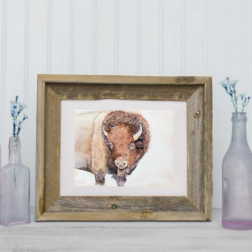 Original watercolor bison painting by Lorenzen Art - perfect for adding countryside charm to any room. Hand-painted with love at Lorenzen Farm, Oklahoma. High-quality craftsmanship, ideal for birthdays, holidays, and special occasions. Bring the beauty of the farmhouse home.