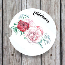 Load image into Gallery viewer, Custom rose watercolor car coaster with personalized text

