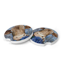 Load image into Gallery viewer, Cow and Flower Absorbent Car Coasters Set of 2
