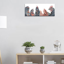 Load image into Gallery viewer, Watercolor wall art print featuring a chicken with detailed feathers and warm farmhouse tones, capturing the charm and personality of country life in a rustic, hand-painted style.
