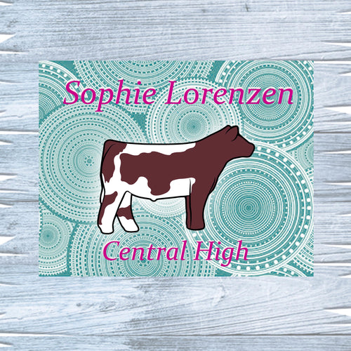 Make your livestock show standout with a personalized metal sign for heifers or steers. Available in three sizes, these high-quality signs from Lorenzen Farm Art are ideal gifts for youth show participants, ensuring every exhibit is showcased beautifully.