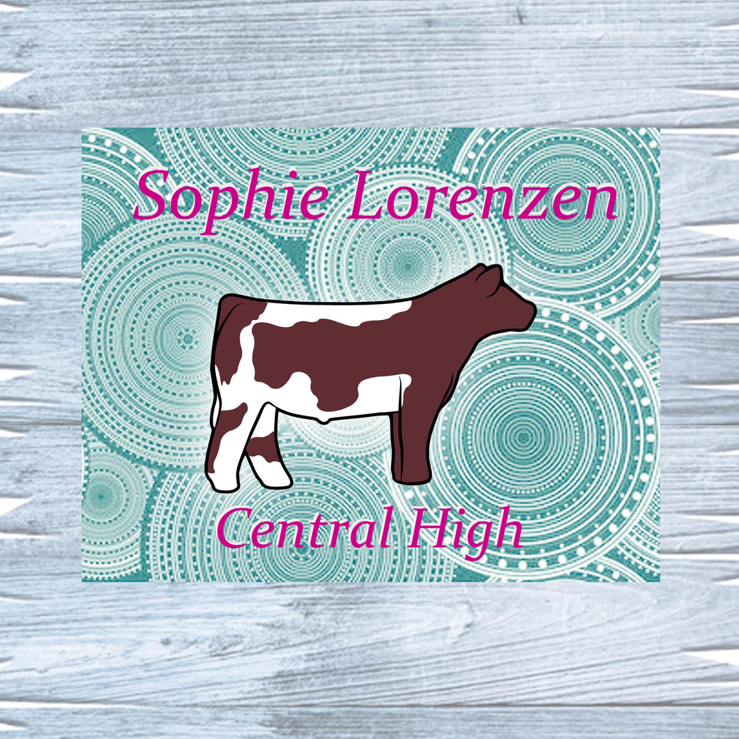 Make your livestock show standout with a personalized metal sign for heifers or steers. Available in three sizes, these high-quality signs from Lorenzen Farm Art are ideal gifts for youth show participants, ensuring every exhibit is showcased beautifully.