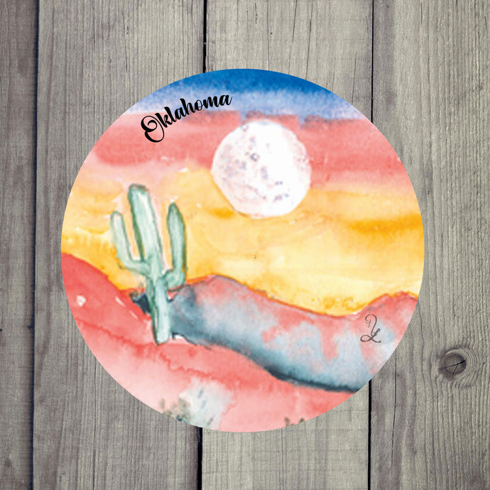 Custom ceramic drink coaster featuring a cactus design, perfect for southwest or boho-style decor.