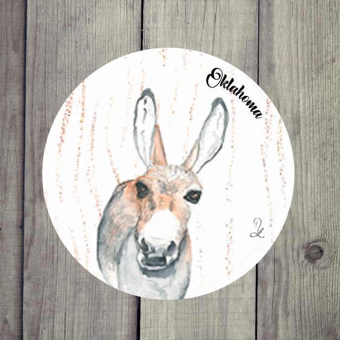 Custom ceramic drink coaster featuring a detailed donkey or mule design, ideal for rustic farmhouse decor.
