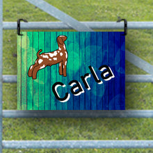 Load image into Gallery viewer, Show Goat Metal, Personalized Name Plate, Pen Sign Blue Green
