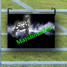 Load image into Gallery viewer, Show off your goat in style with our custom metal nameplate! Each personalized sign can feature your goat&#39;s name and comes in a variety of fonts and goat designs. It&#39;s a wonderful gift for young showmen and women. Don’t see what you’re looking for? Contact us, and we’ll help you create the ideal sign for your goat&#39;s show pen!
