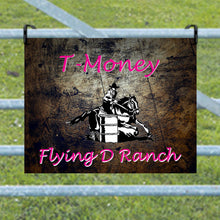 Load image into Gallery viewer, Custom Lorenzen Farm metal sign for horse pens, perfect for cowgirls.
