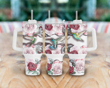 Load image into Gallery viewer, Custom 40 oz Humming Bird and Flower Tumblers – Personalized Gift Hummingbird
