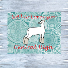 Load image into Gallery viewer, Show Lamb Metal Sign with Circle Background, Personalized Sheep Stall Sign
