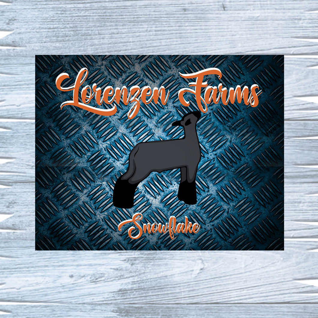 Show Lamb Metal Sign with Metal Background, Personalized Sheep Stall Sign