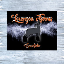 Load image into Gallery viewer, Show Lamb Metal Sign with Smoke Background, Personalized Sheep Stall Sign
