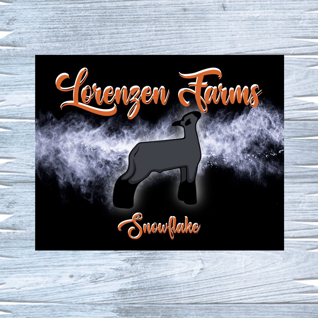 Show Lamb Metal Sign with Smoke Background, Personalized Sheep Stall Sign