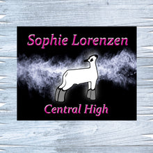 Load image into Gallery viewer, Sheep livestock show signs Lamb livestock show signs Youth exhibitor barn signs Youth exhibitor pen signs Custom metal designs Handcrafted livestock show signs Personalized barn signs Customizable sheep signs Custom lamb signs Lorenzen Farm Art
