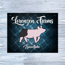 Load image into Gallery viewer, Show Pig Livestock Custom Sign with Metal Texture Background
