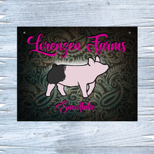 Load image into Gallery viewer, Show Pig Livestock Custom Sign with Paisley Texture Background
