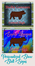 Load image into Gallery viewer, Show Pig Livestock Custom Sign with Blue Fence Background
