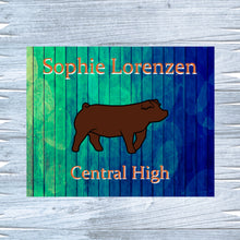 Load image into Gallery viewer, Show Pig Livestock Custom Sign with Blue Fence Background
