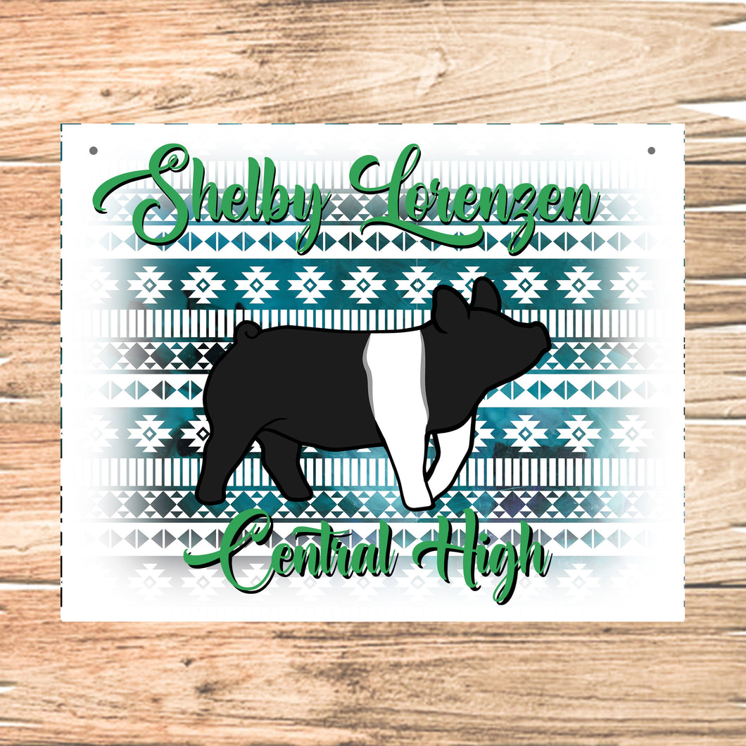 Show Pig Livestock Custom Sign with Southwest Texture Background