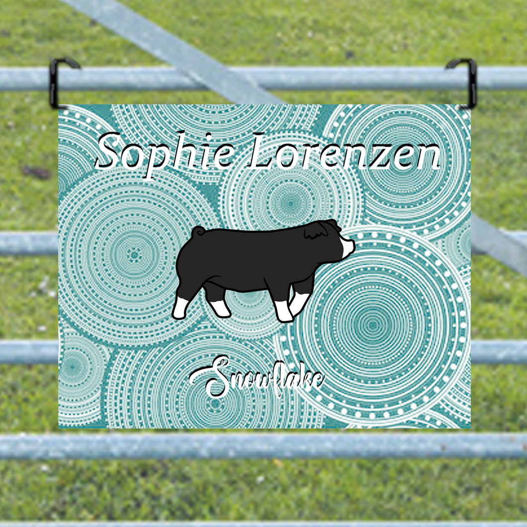 Show Pig Livestock Custom Sign with Circle Texture Background