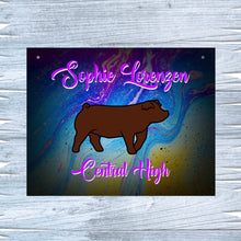 Load image into Gallery viewer, Show Pig Livestock Custom Sign with Marble Texture Background
