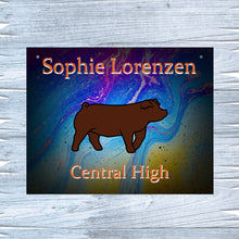 Load image into Gallery viewer, Show Pig Livestock Custom Sign with Marble Texture Background
