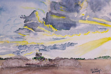 Load image into Gallery viewer, Plowing at Sunset Original Watercolor Painting
